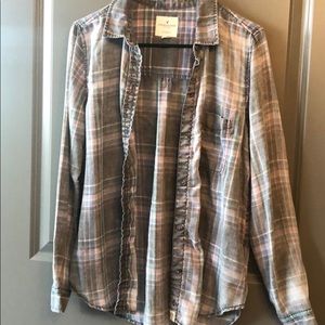 American Eagle Boyfriend fit plaid shirt Size M